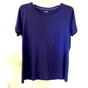 Womens St Johns Bay Short Sleeve Crew Neck Blue Tee 100% Cotton M